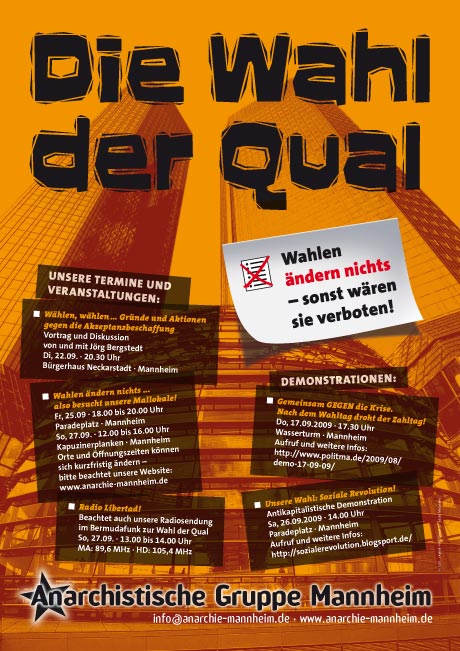 Die Wahl der Qual – Aufruf der Anarchistischen Gruppe Mannheim zur Bundestagswahl 2009